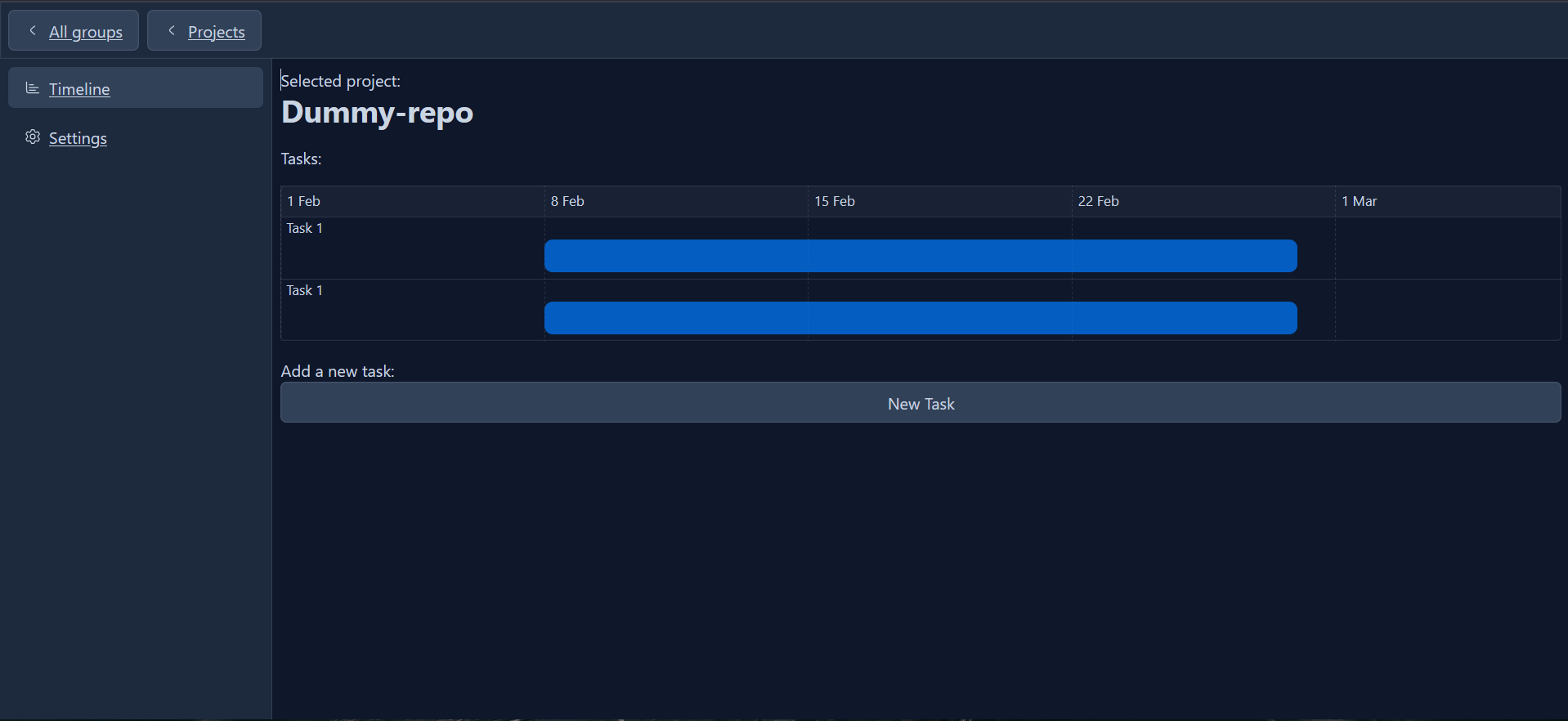 Graphic demonstrating Mórchlár's gantt chart task feature
